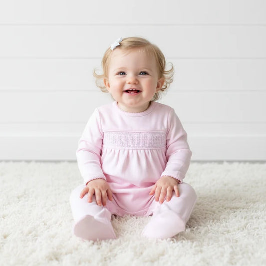 Pink Pima Hand Smocked Footie