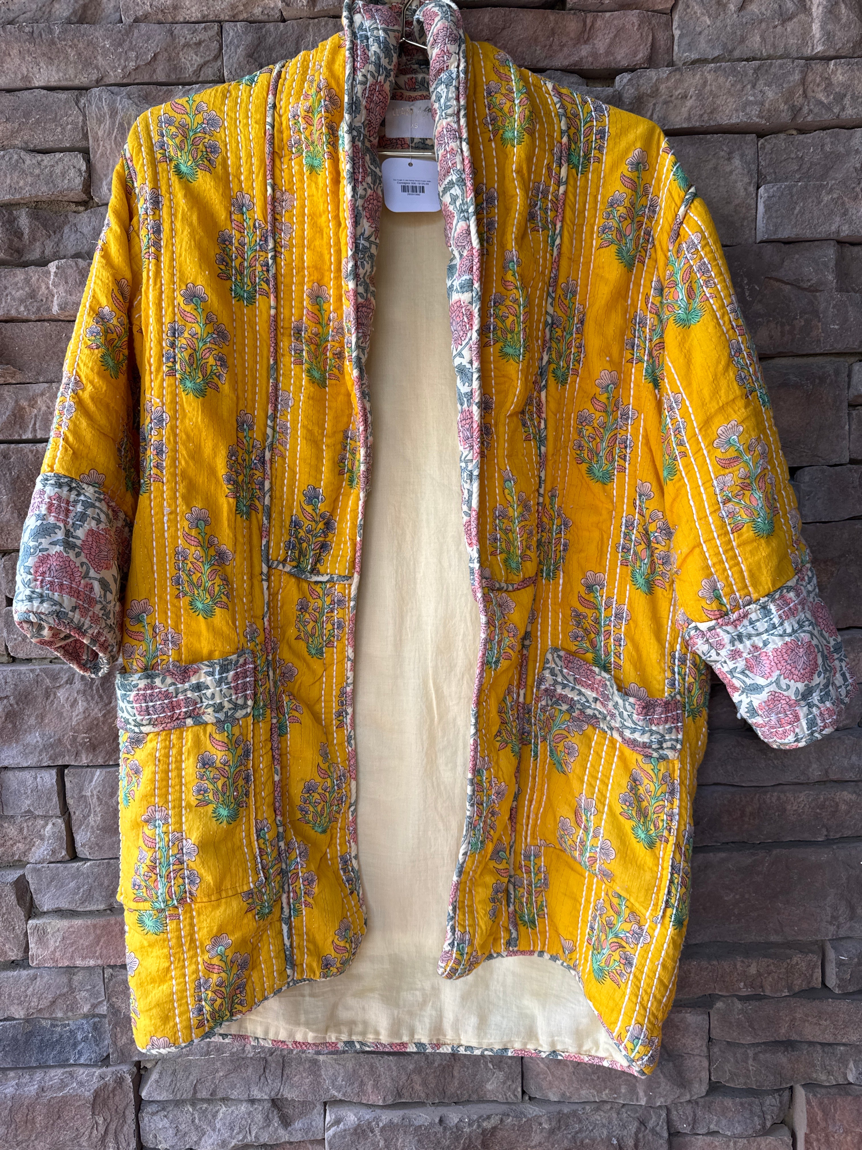 Free People X Llani Sunray Kimono Duster Jacket in Vintage Yellow XS
