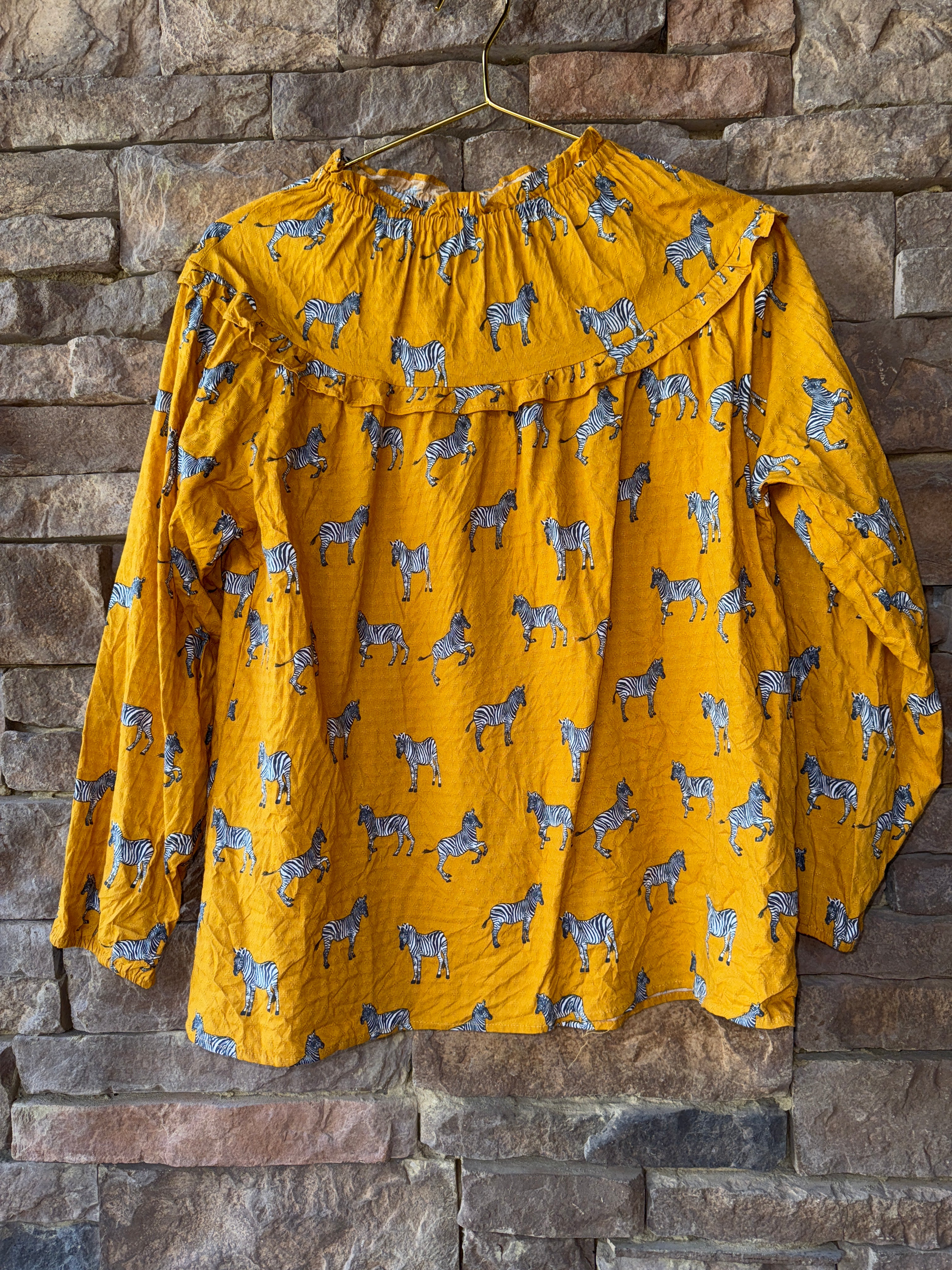 Michelle Mcdowell Ls Mustard Zebra Top L