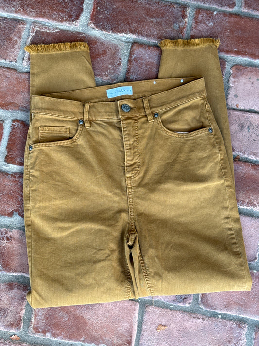 Loft Mustard Raw Hem Pant 27/4