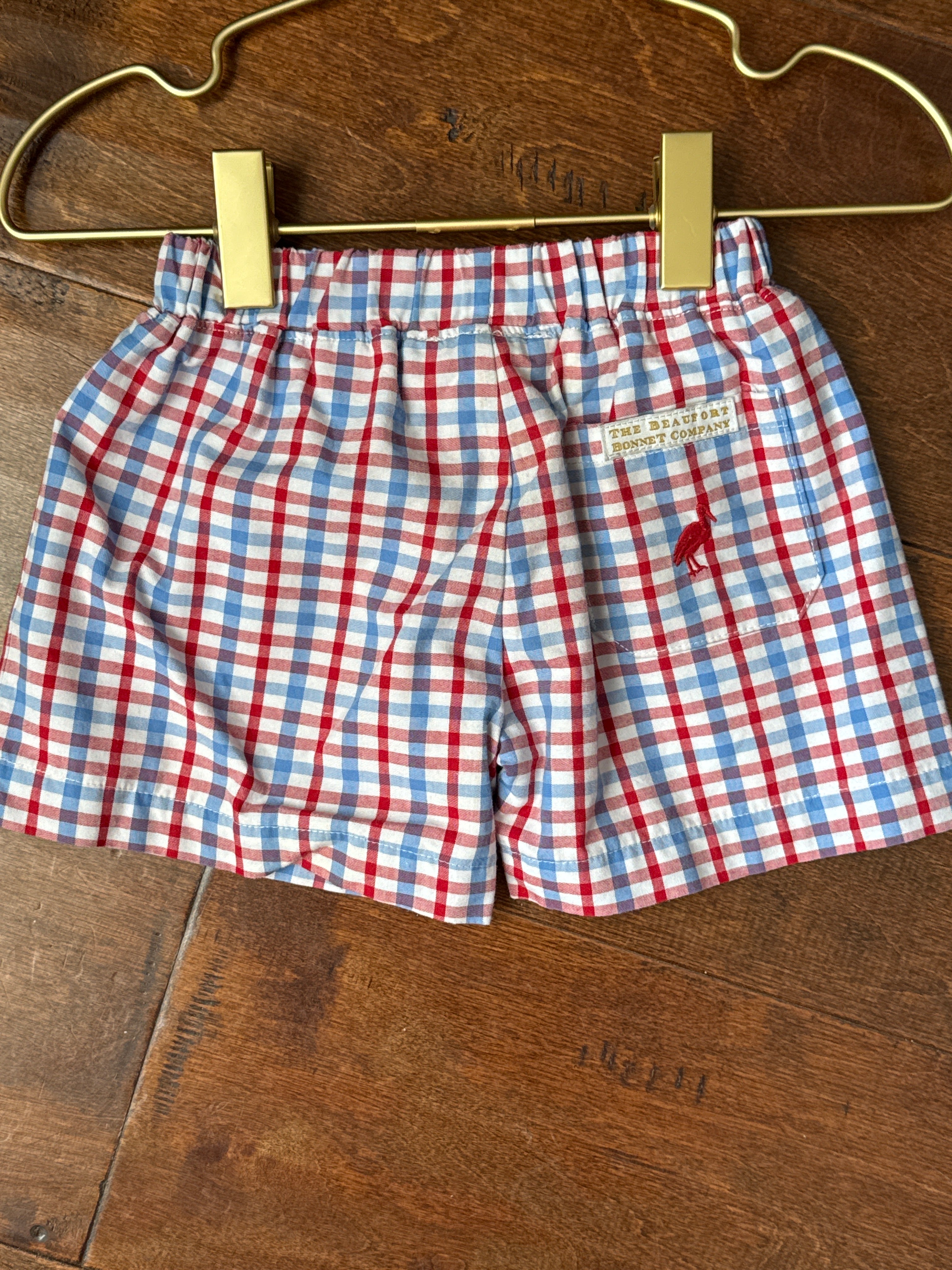 TBBC Red and Blue Gingham Shorts 12-18M