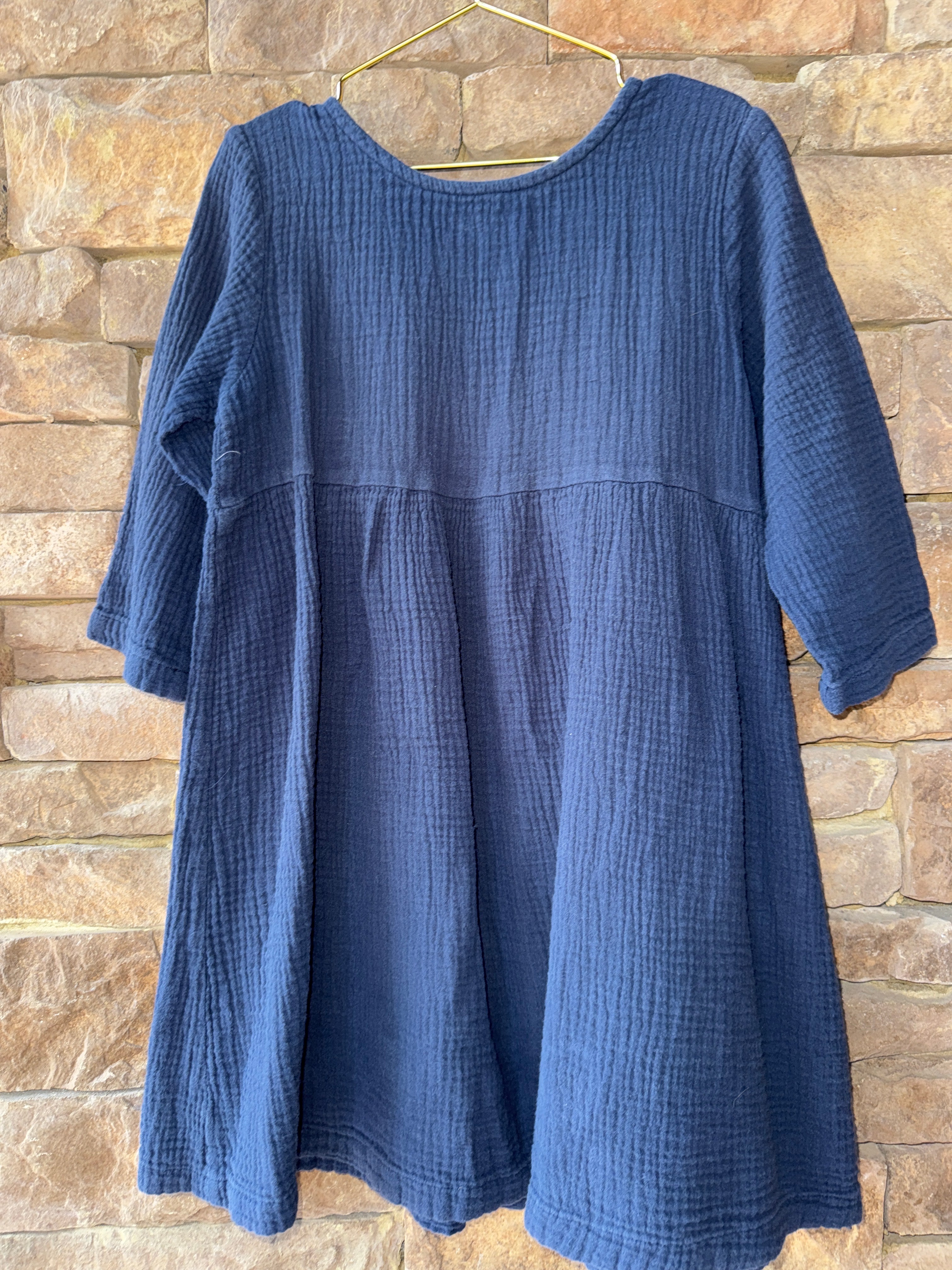Annie & Charles Navy Ls Dress 5/6