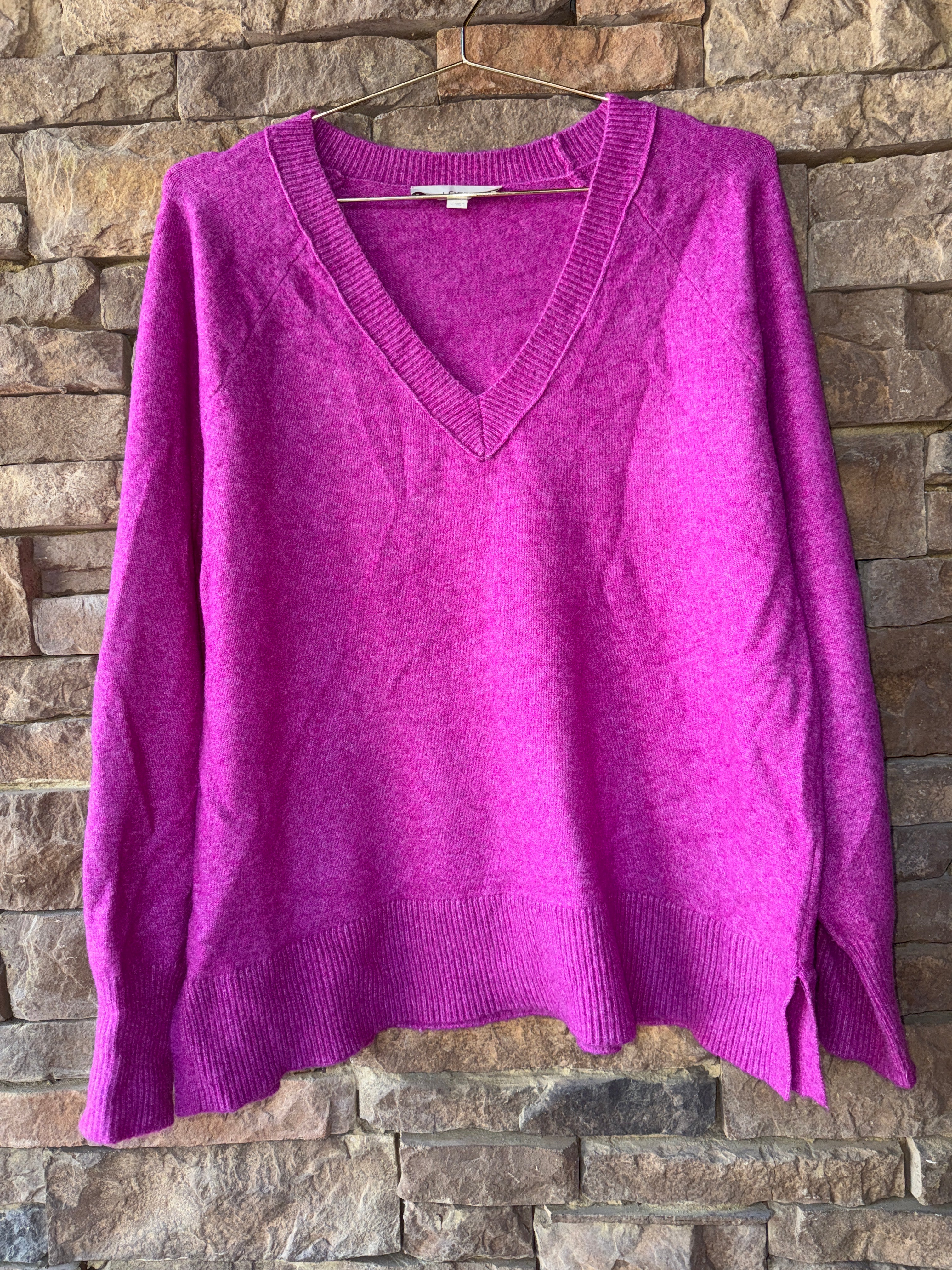 Loft Purple VNeck Sweater L
