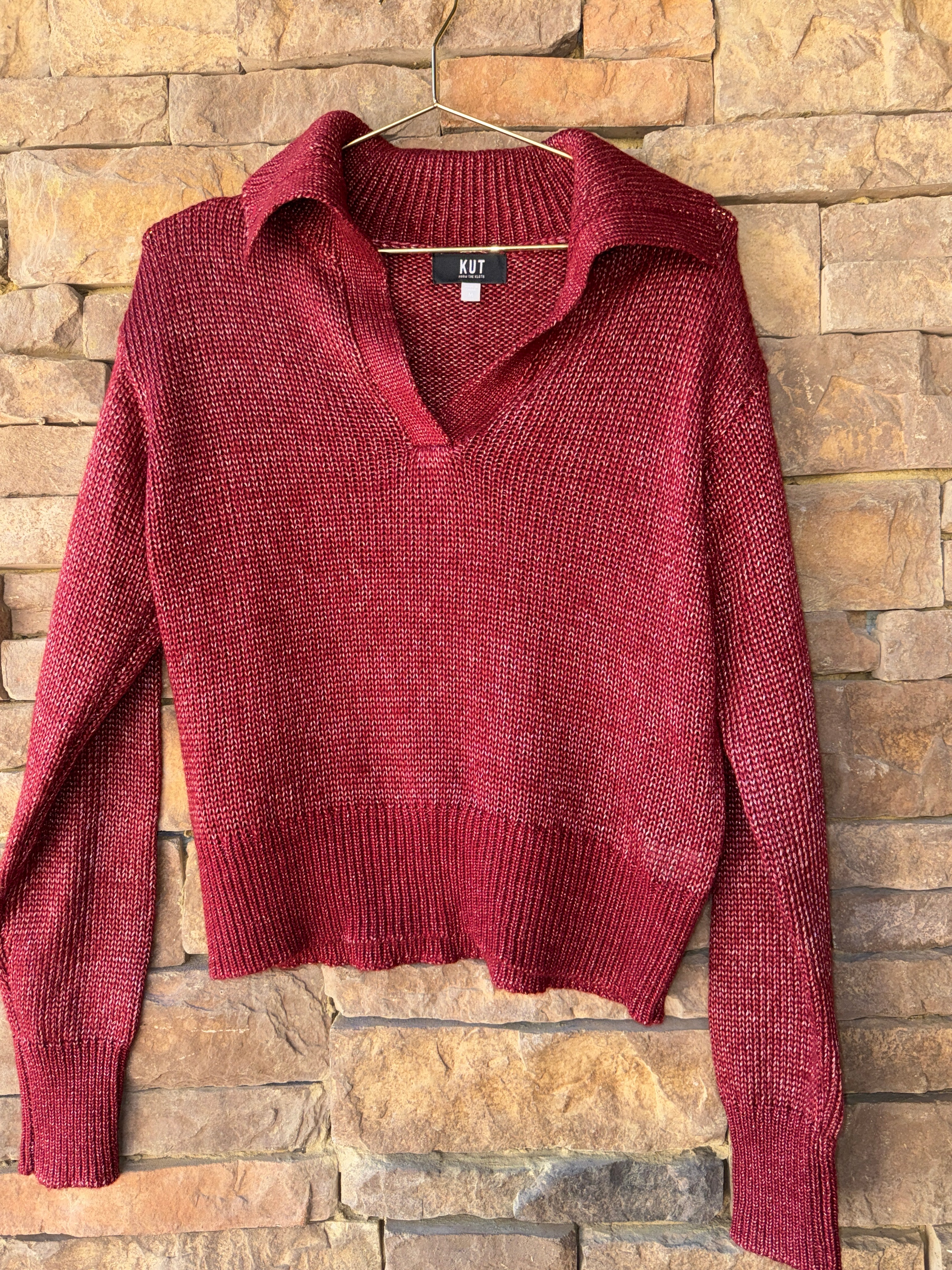Kut from the Kloth Maroon VNeck Sweater M