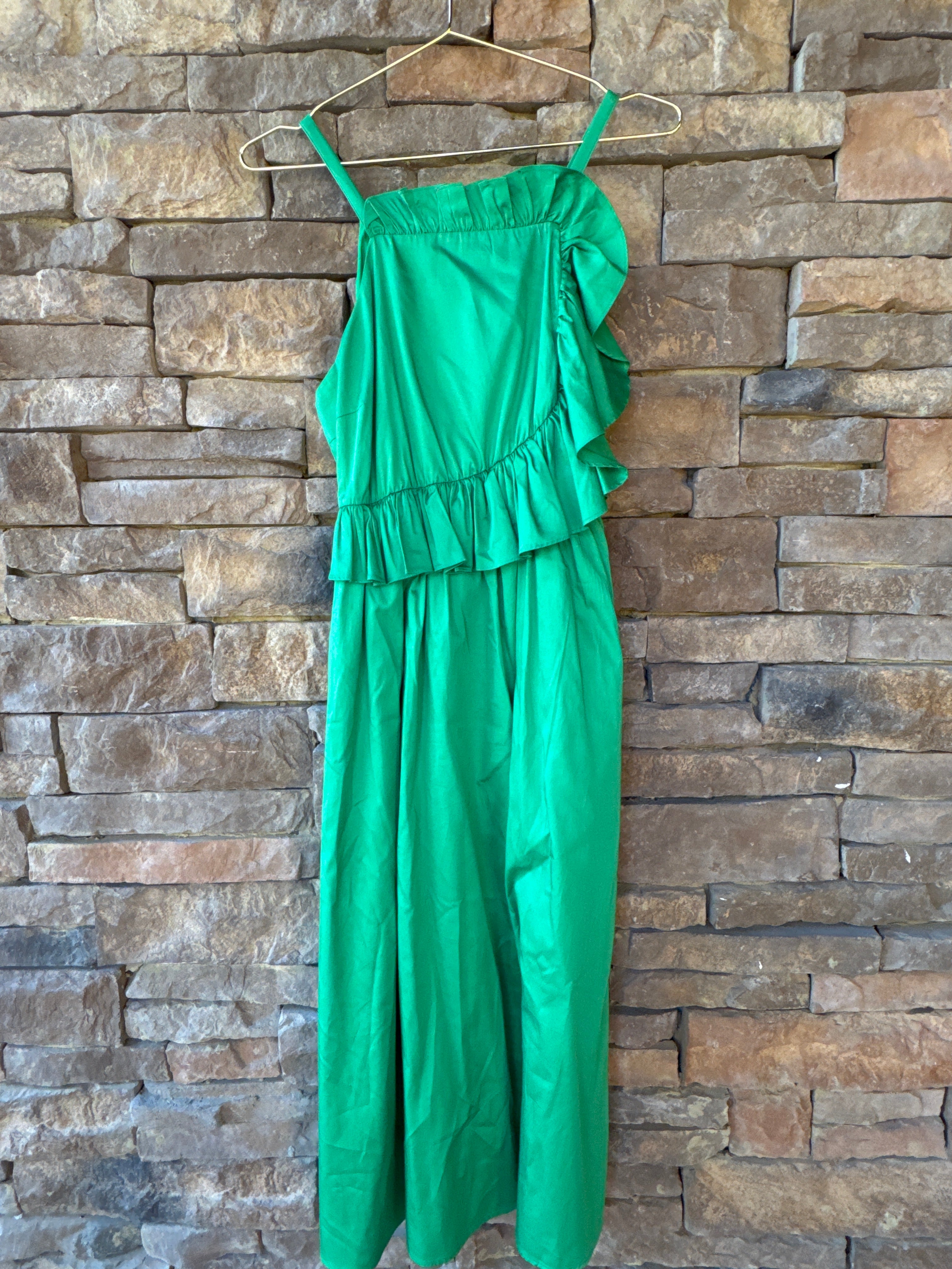 Crosby Kelly Green Strappy Ruffle Midi S