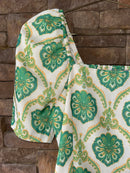 Joy Joy Puff Sleeve Fitted Dress Green Motiff S