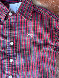 Crewcuts Christmas Plaid Ls ButtonUp w/dog 3T