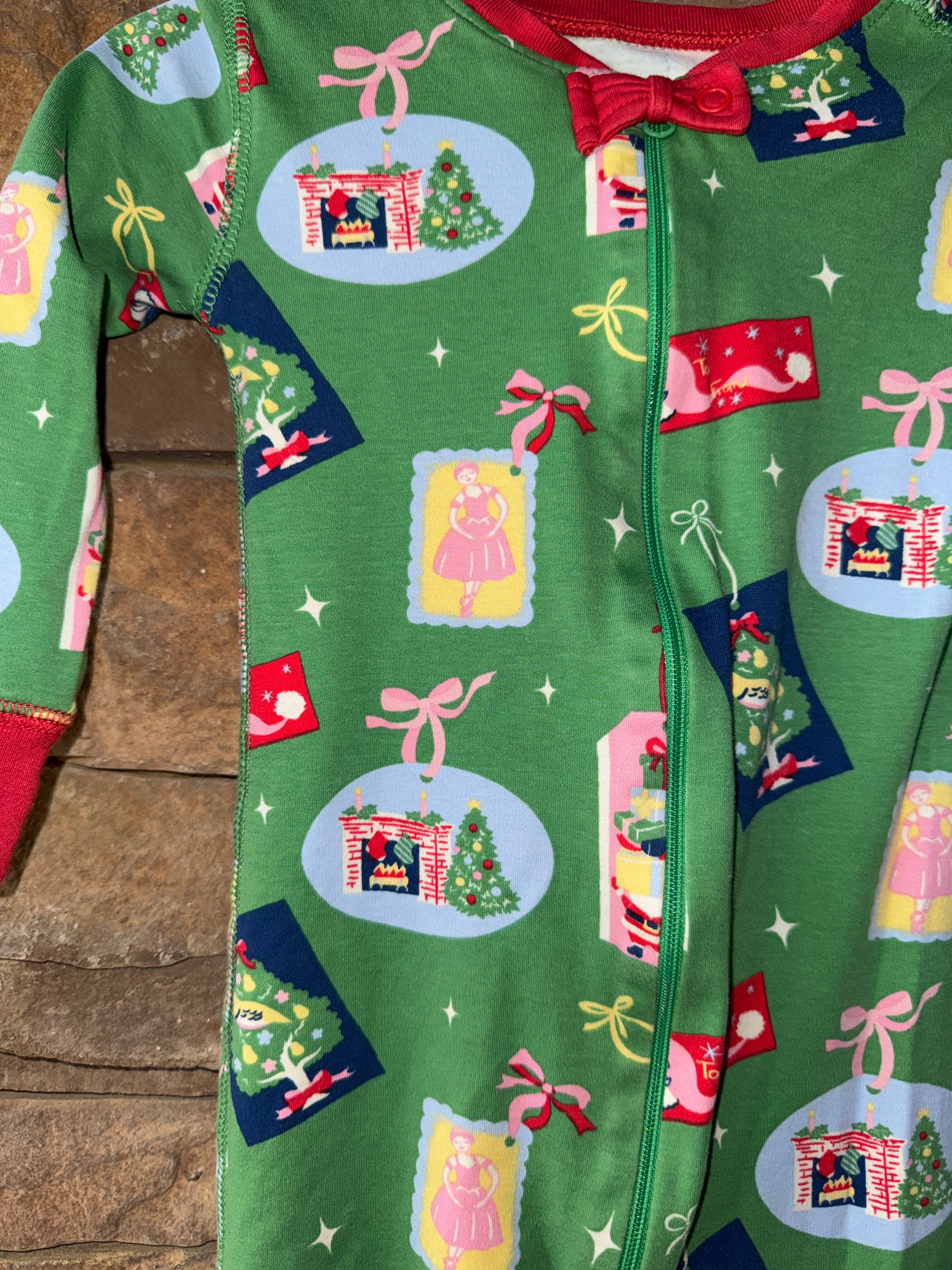 TBBC Bow Christmas Ornament Footie 2T