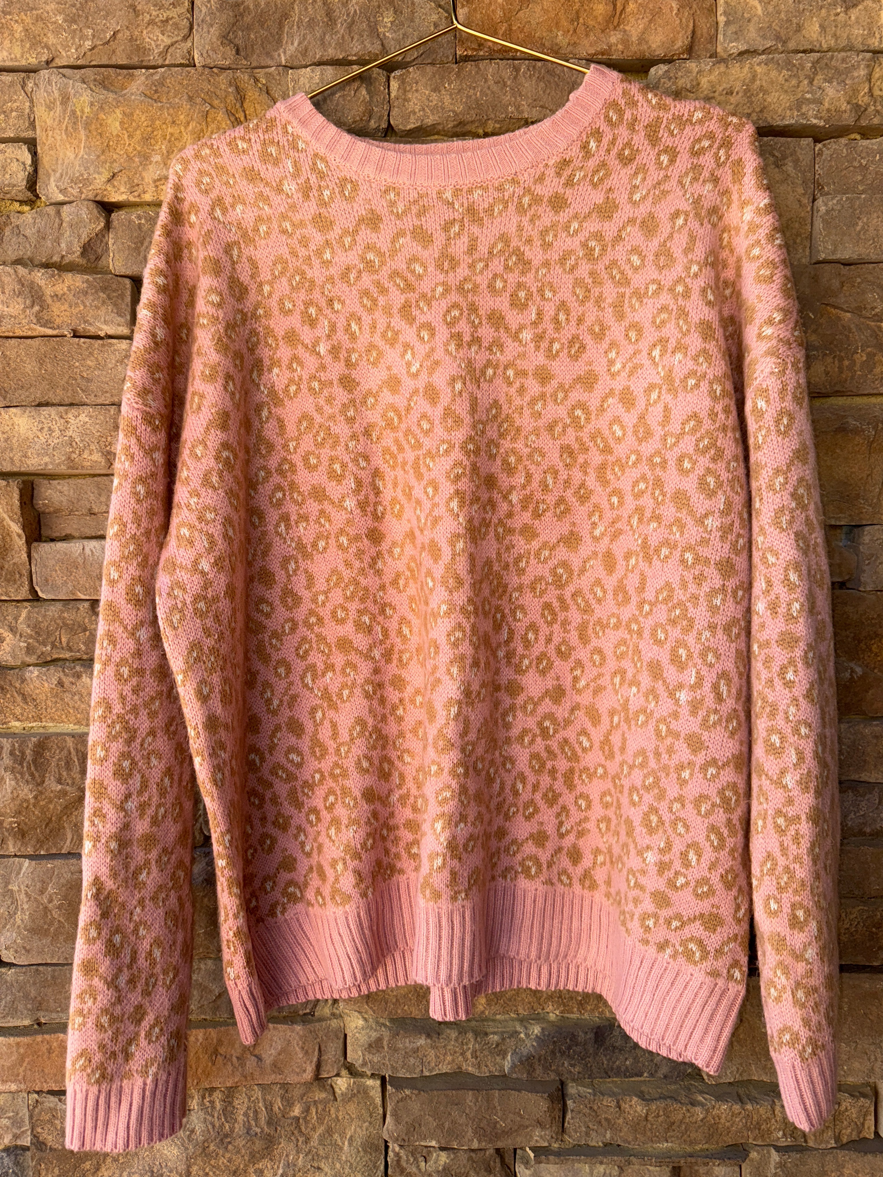 &Merci Pink Leopard Sweater L