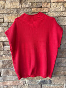 Red Cap Sleeve Sweater Sleeveless L