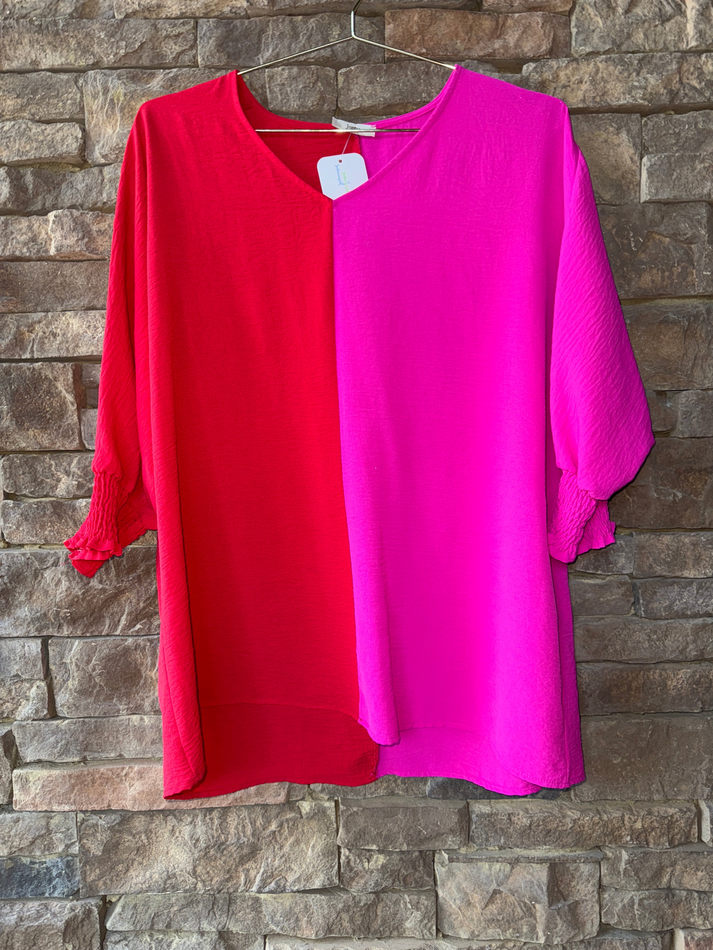 Jodifl HotPink Red Colorblock Top M