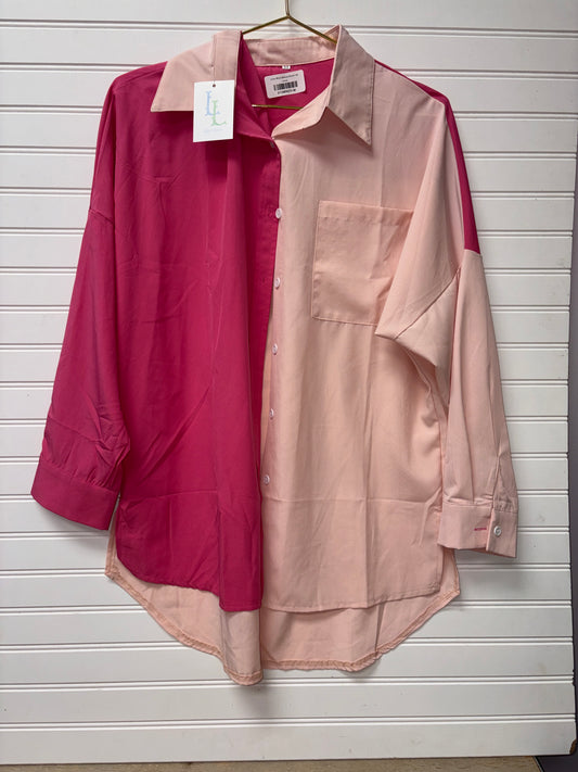 Color Block Beauty Button Up Pink M