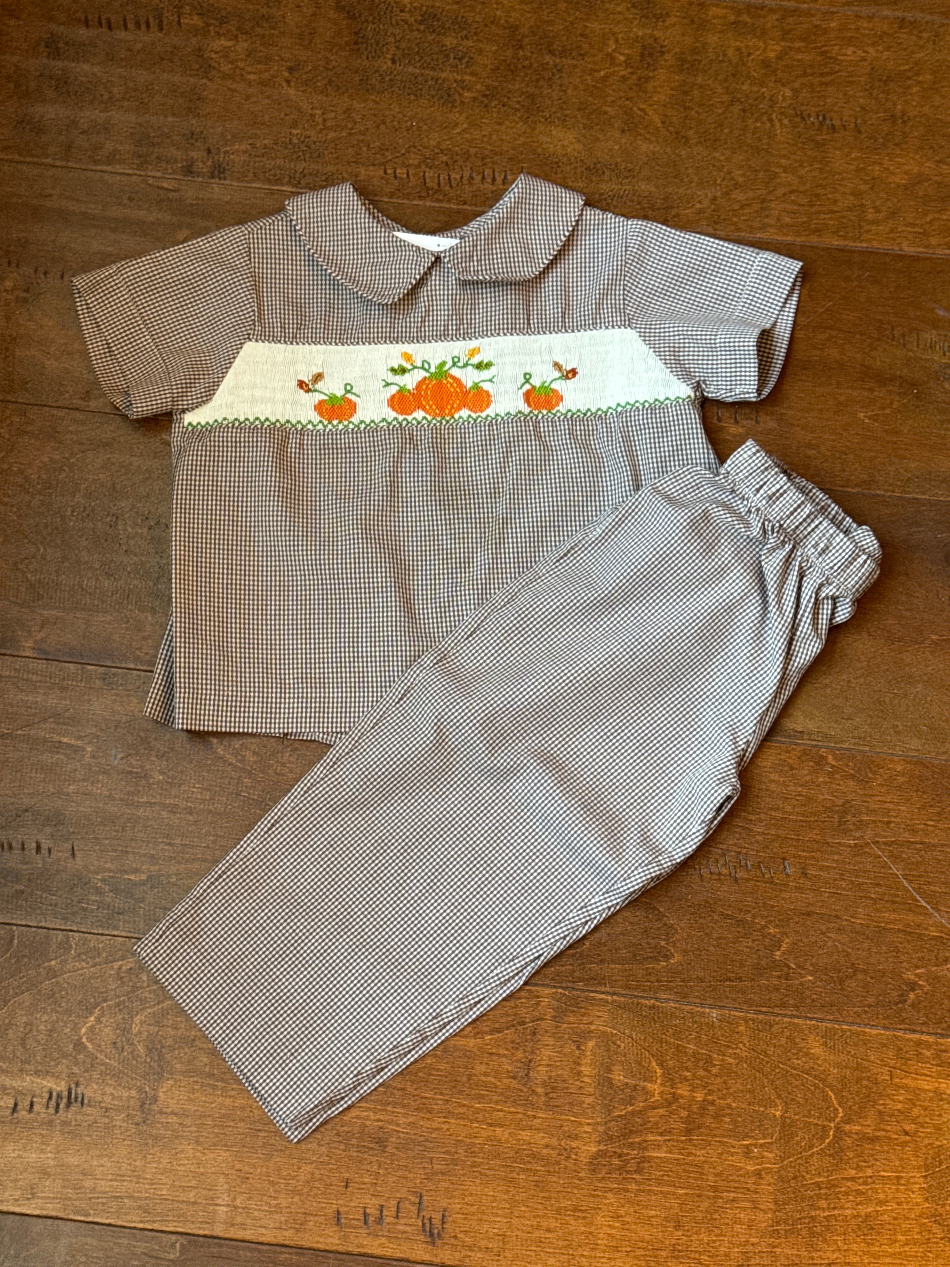 Southern Sunshine Kids Smocked Pumpkin Pant Set