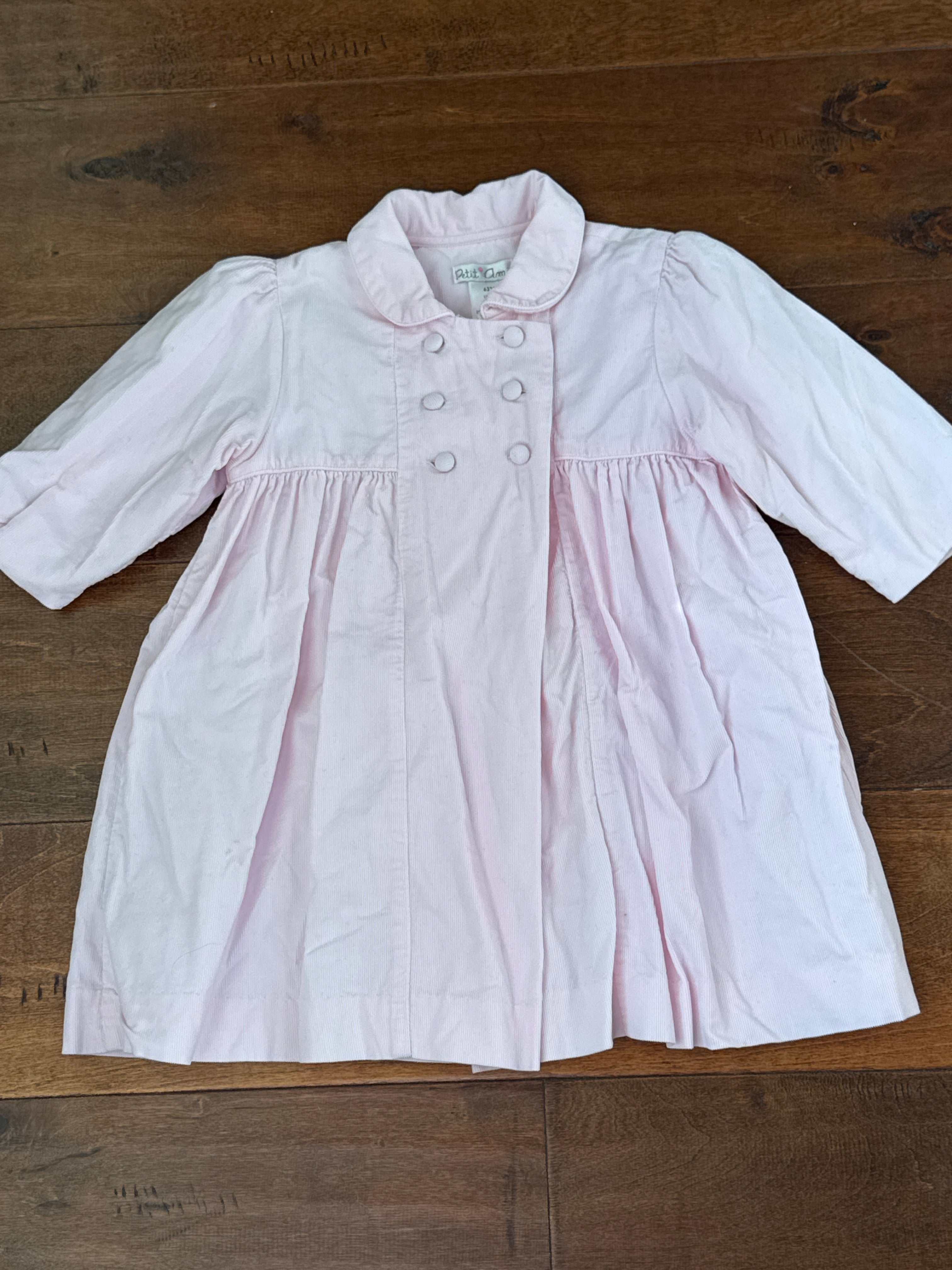 Petit Ami Pink Cord Coat 18M