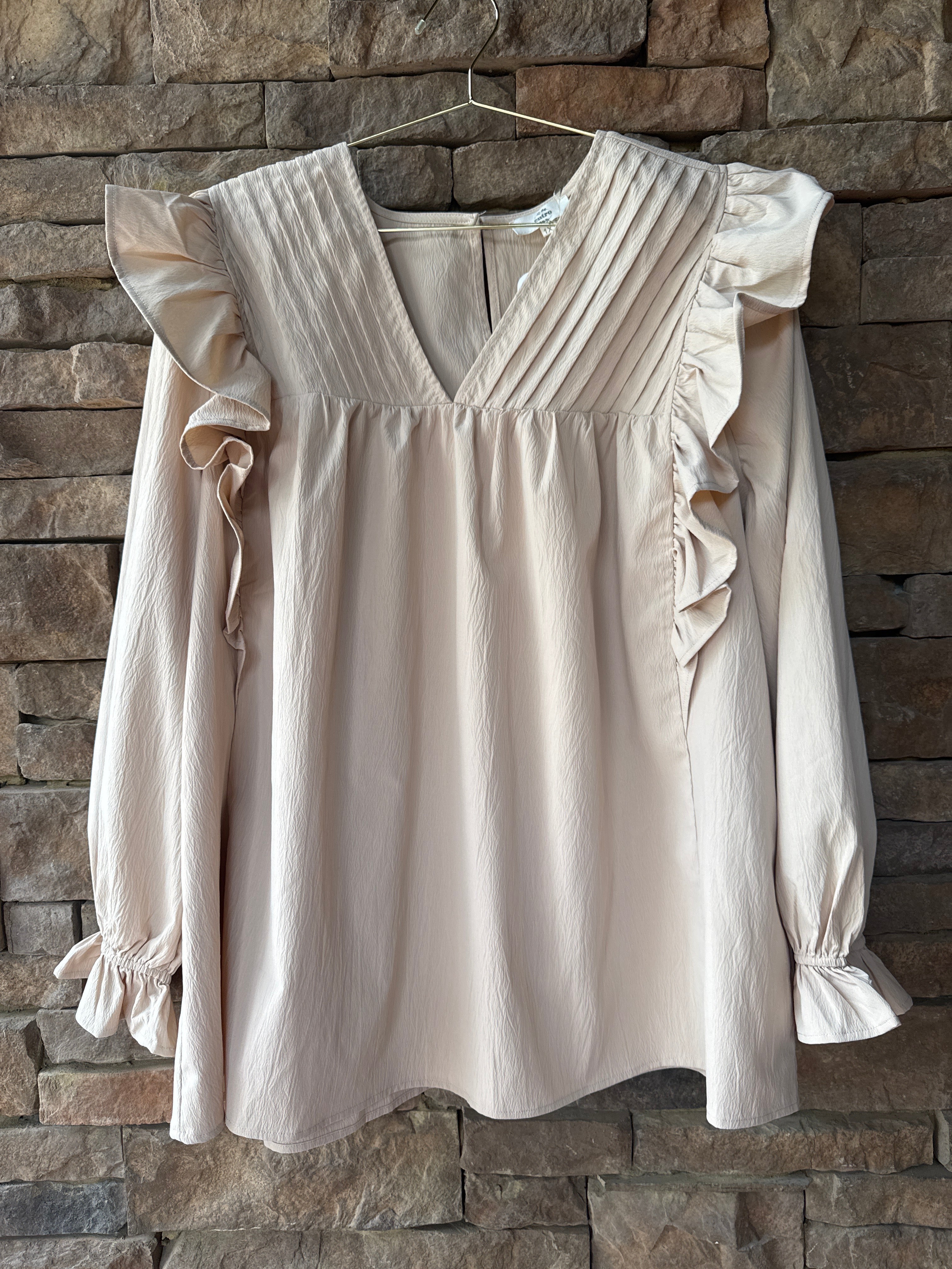 Entro Cream Ruffle Sleeve Blouse 1X