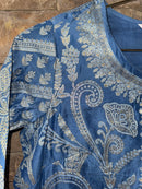 Biba Linen Metallic Design Dress Size 34 XS