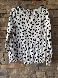 MTS Leopard Spot Black and White Blouse L