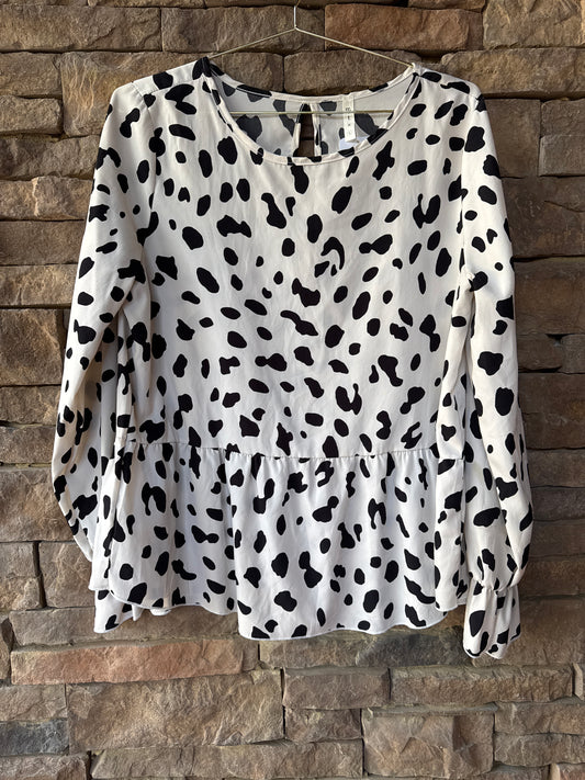 MTS Leopard Spot Black and White Blouse L