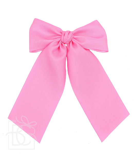 Satin Bow with Euro Knot & Tails - Hot Pink