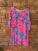 Lilly Pulitzer Long Sleeve Pink Palm Swing Dress L