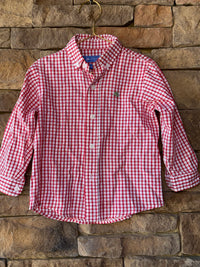 JBailey Red Gingham LS Roscoe Shirt 2T