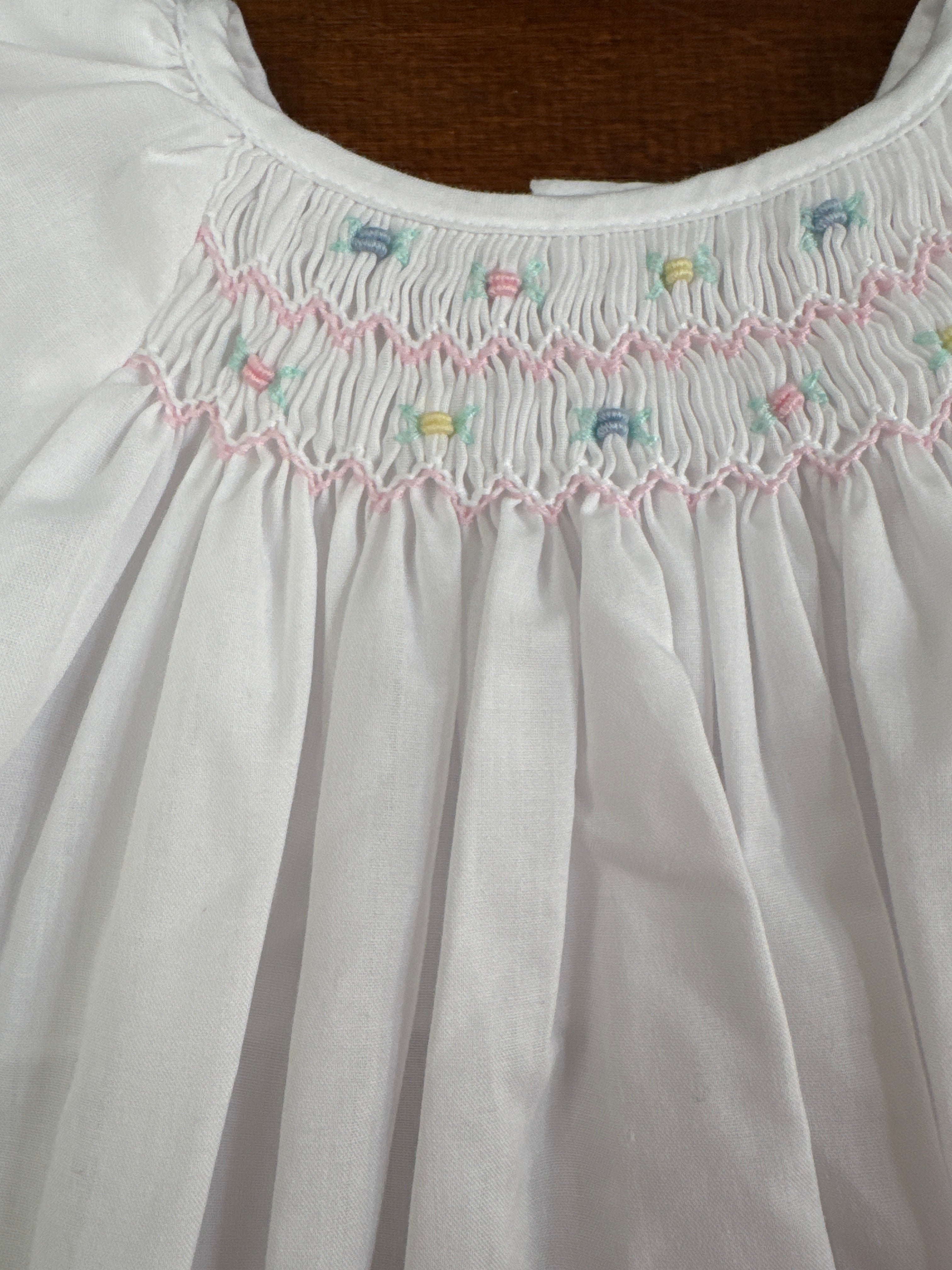 Petit Ami Smocked White Floral Dress 9M