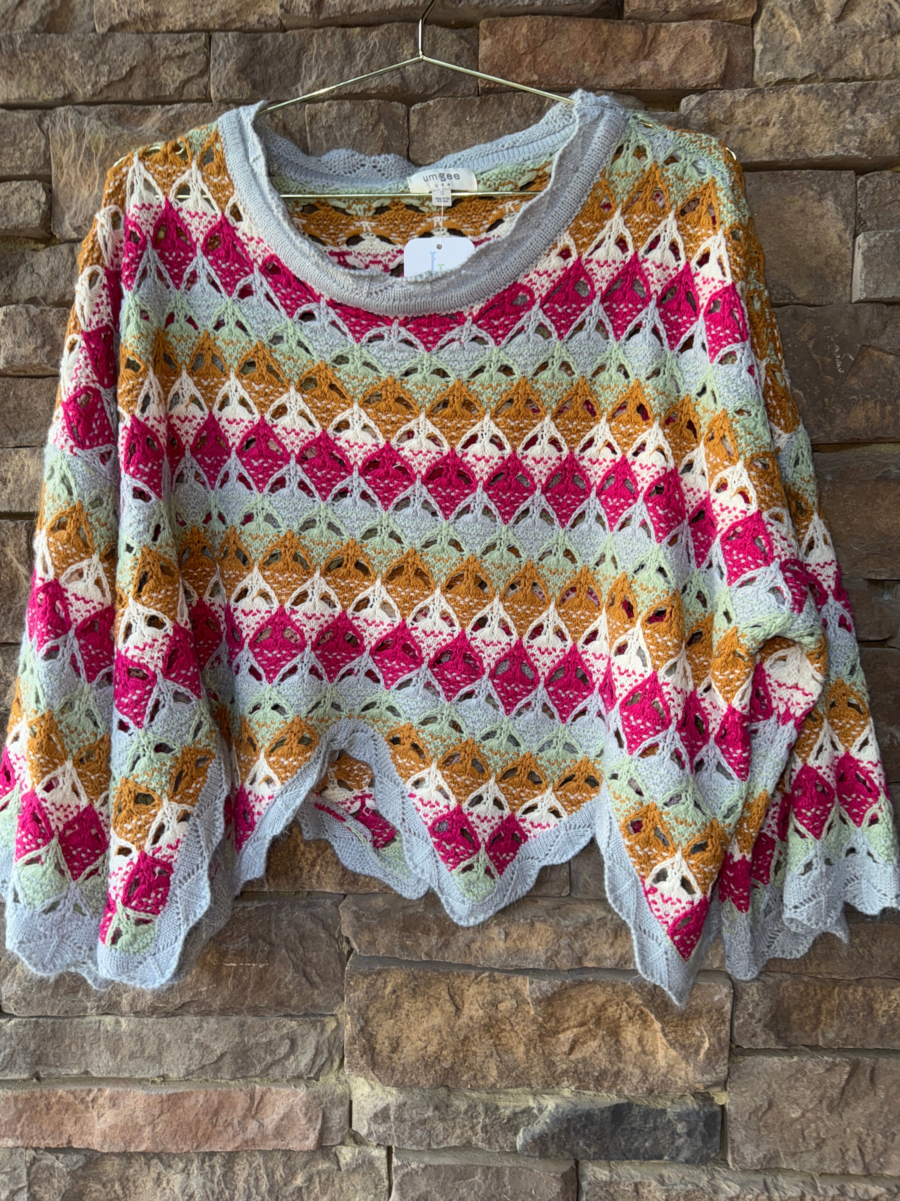 Umgee Knit Cropped Multi Sweater S