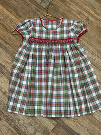 Shrimp & Grits Kids Christmas Plaid Dress 3T
