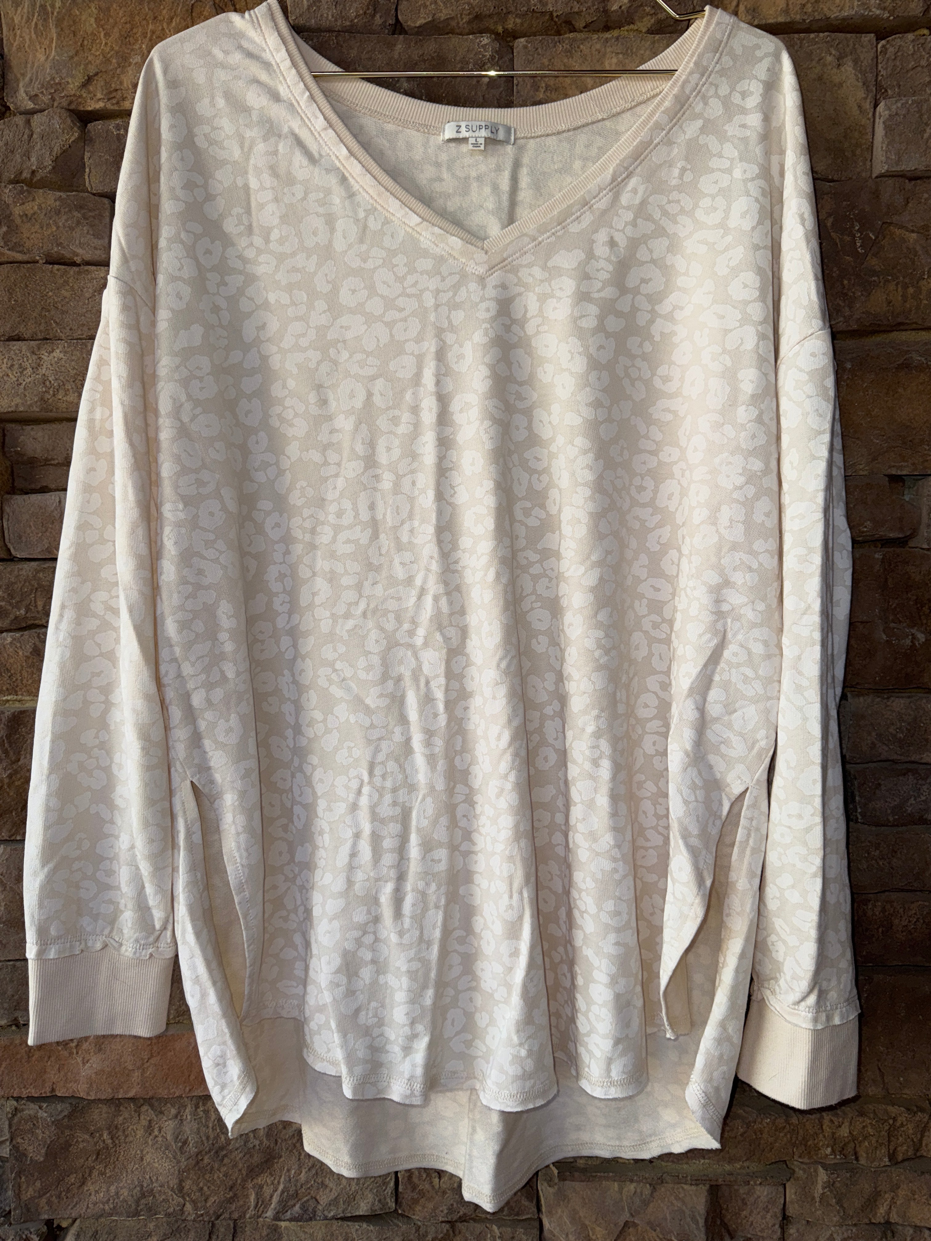 ZSupply Cream Cheetah Pullover L