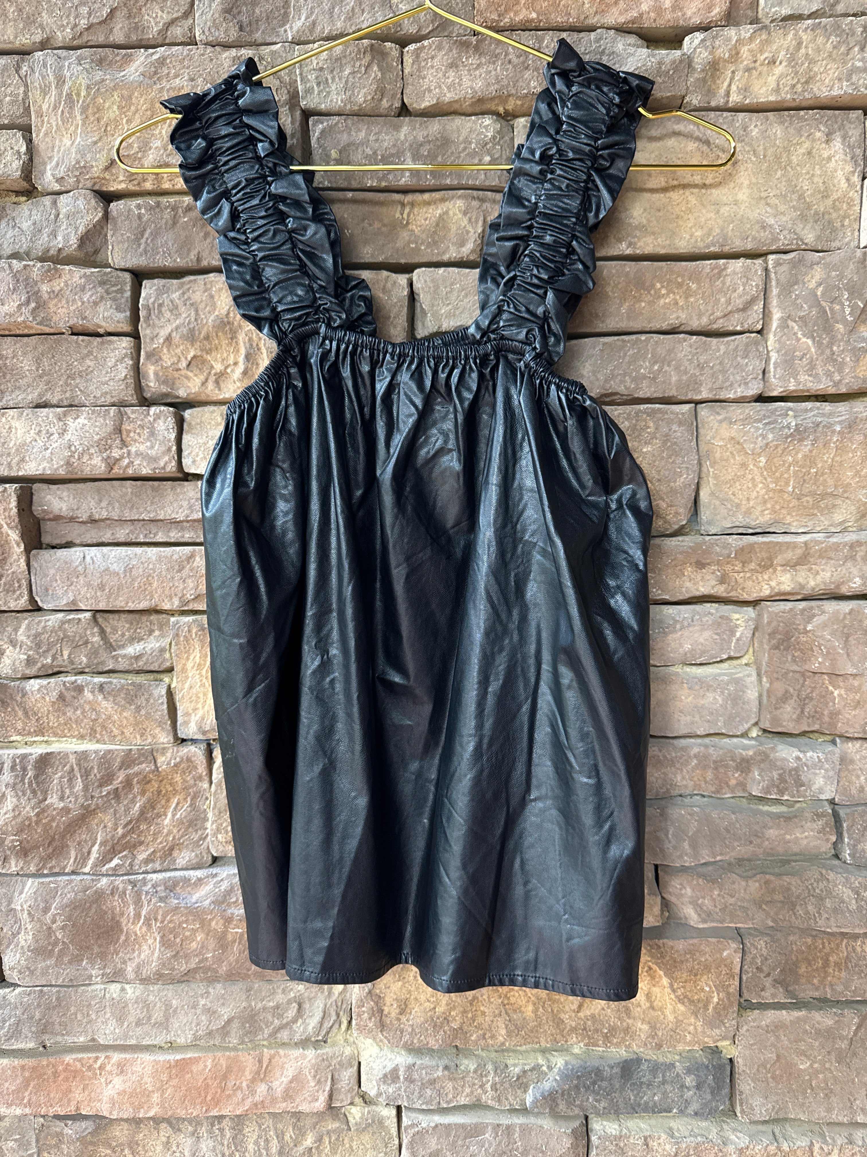 Glam Black Leather Tank L