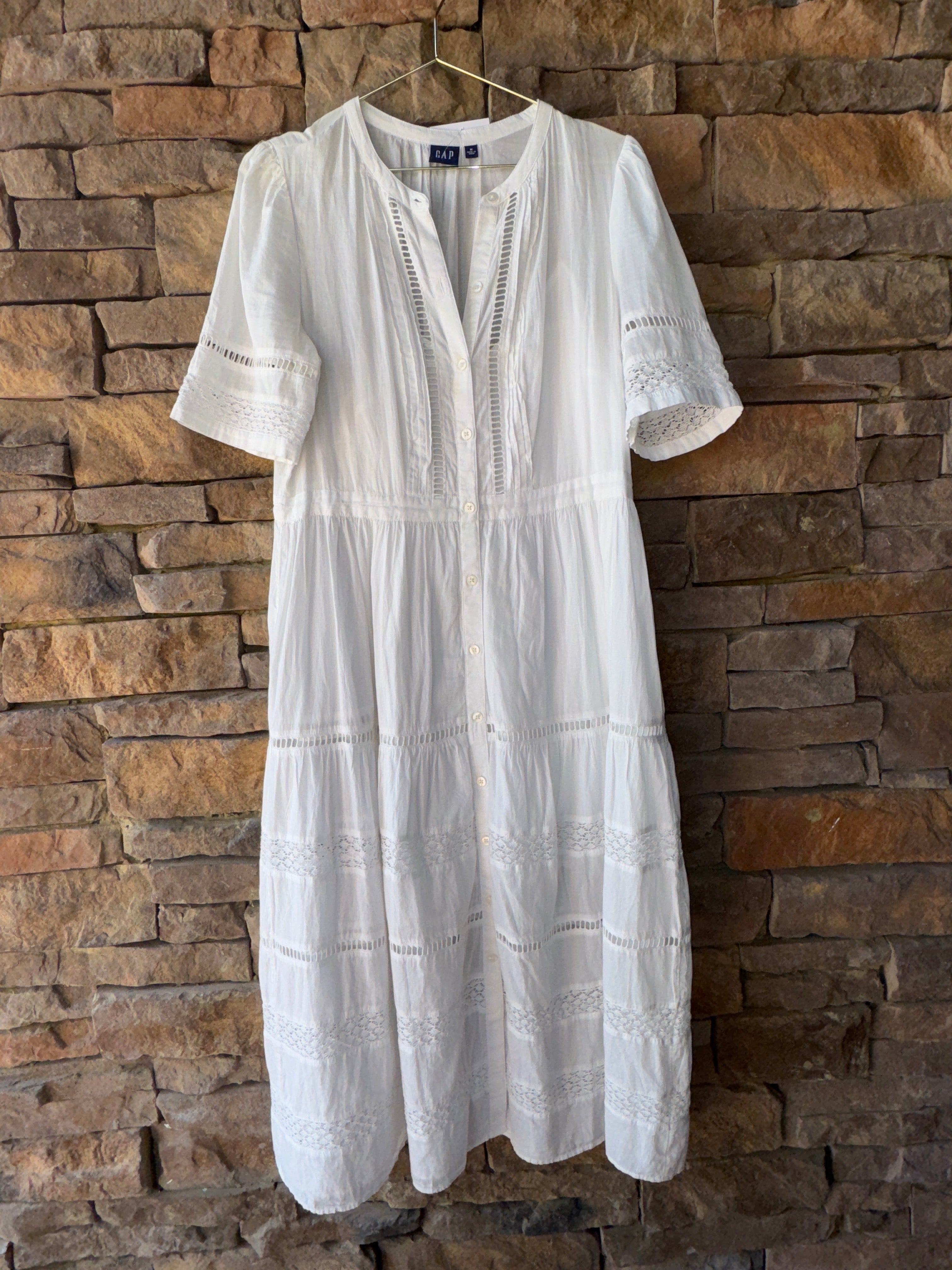 GAP White Eyelet Maxi Dress M