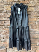 Fate Black Leather Sleeveless Dress L