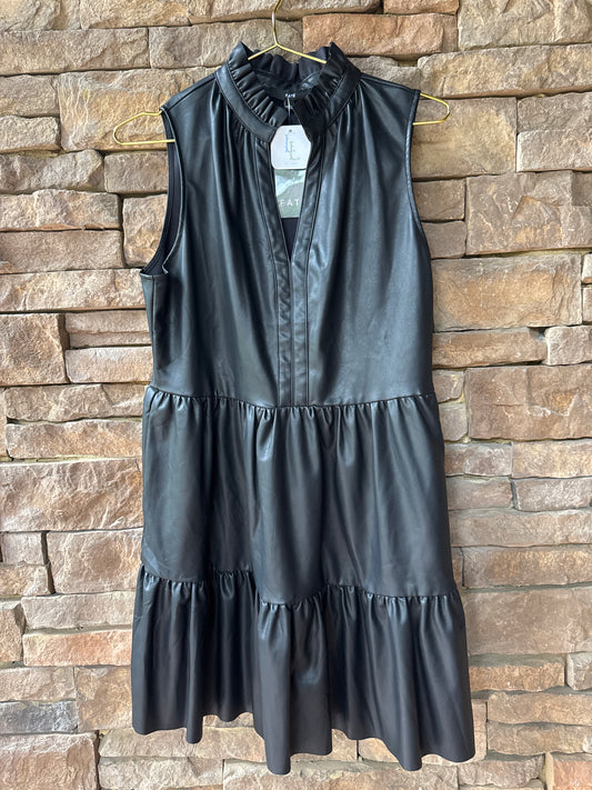 Fate Black Leather Sleeveless Dress L