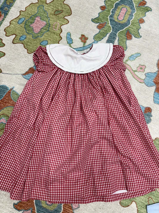 The Proper Peony Red Gingham Collar Dress 3T