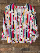 Crosby Striped Flower Blouse XS