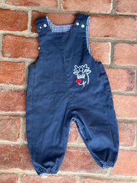 Bailey Boys Reversible Longall Reindeer/Blue Gingham 12M