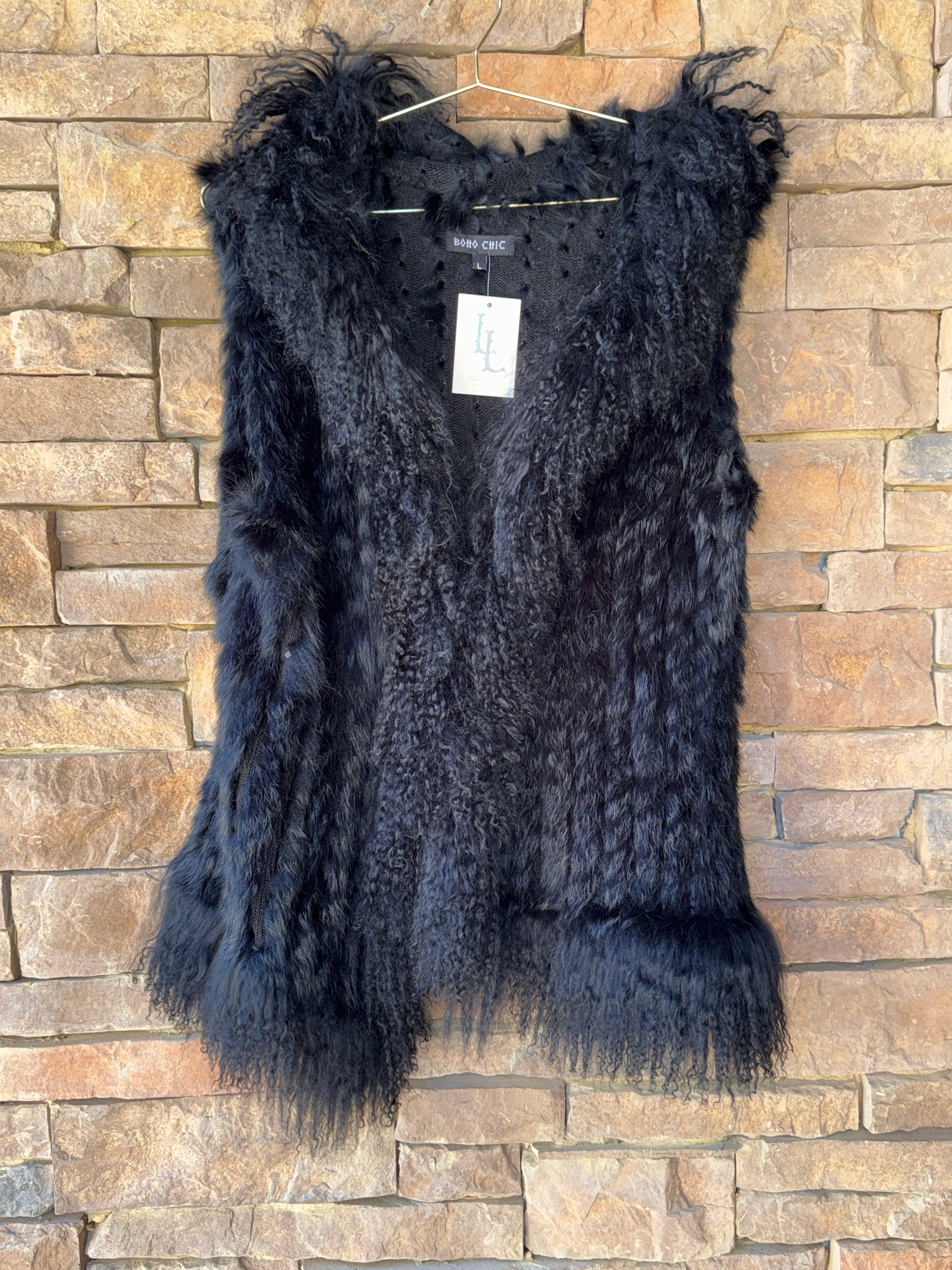 Boho Chic Feather Vest L