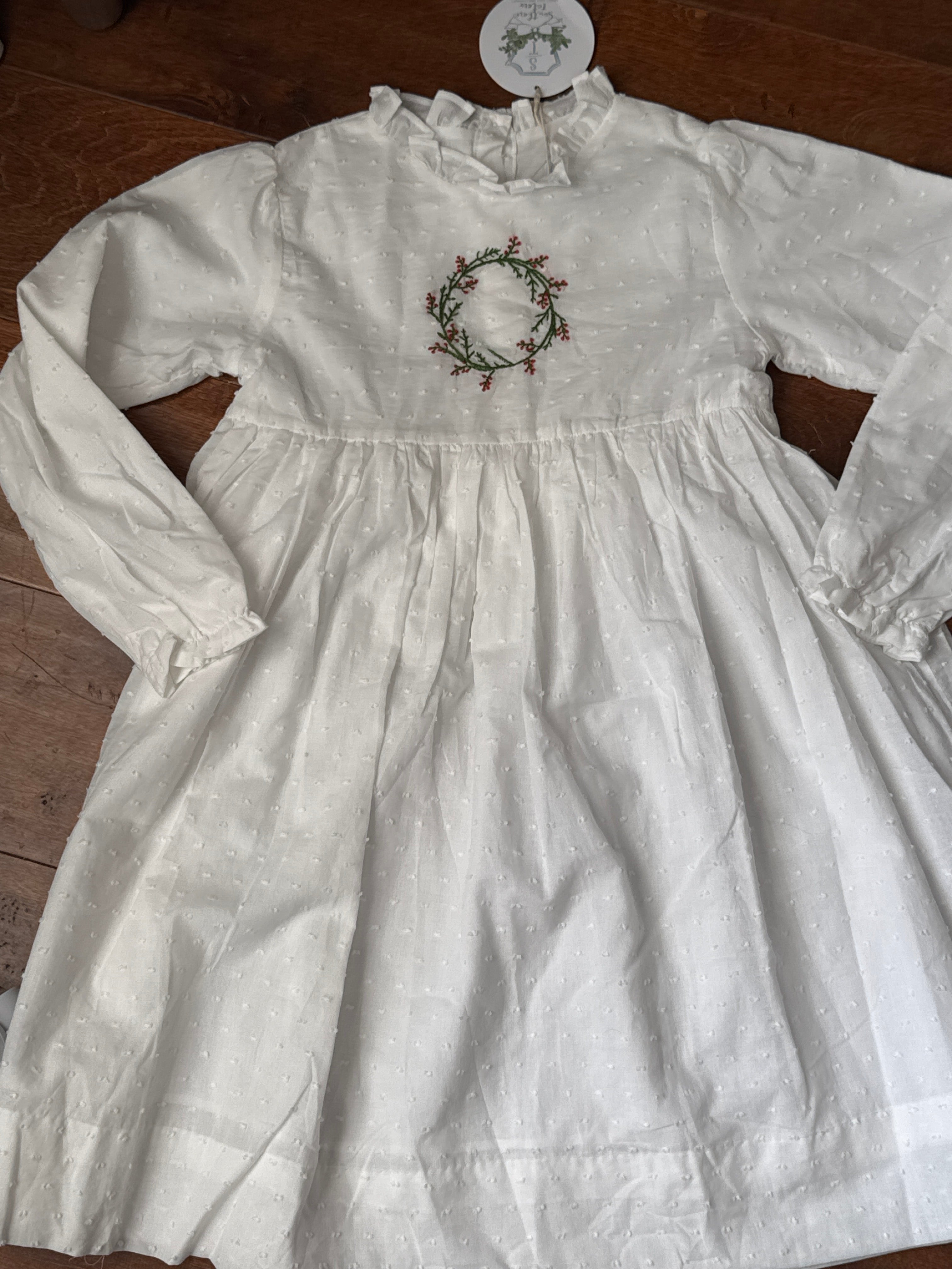 Southern Taters Holly Wreath Smocked Dress 10