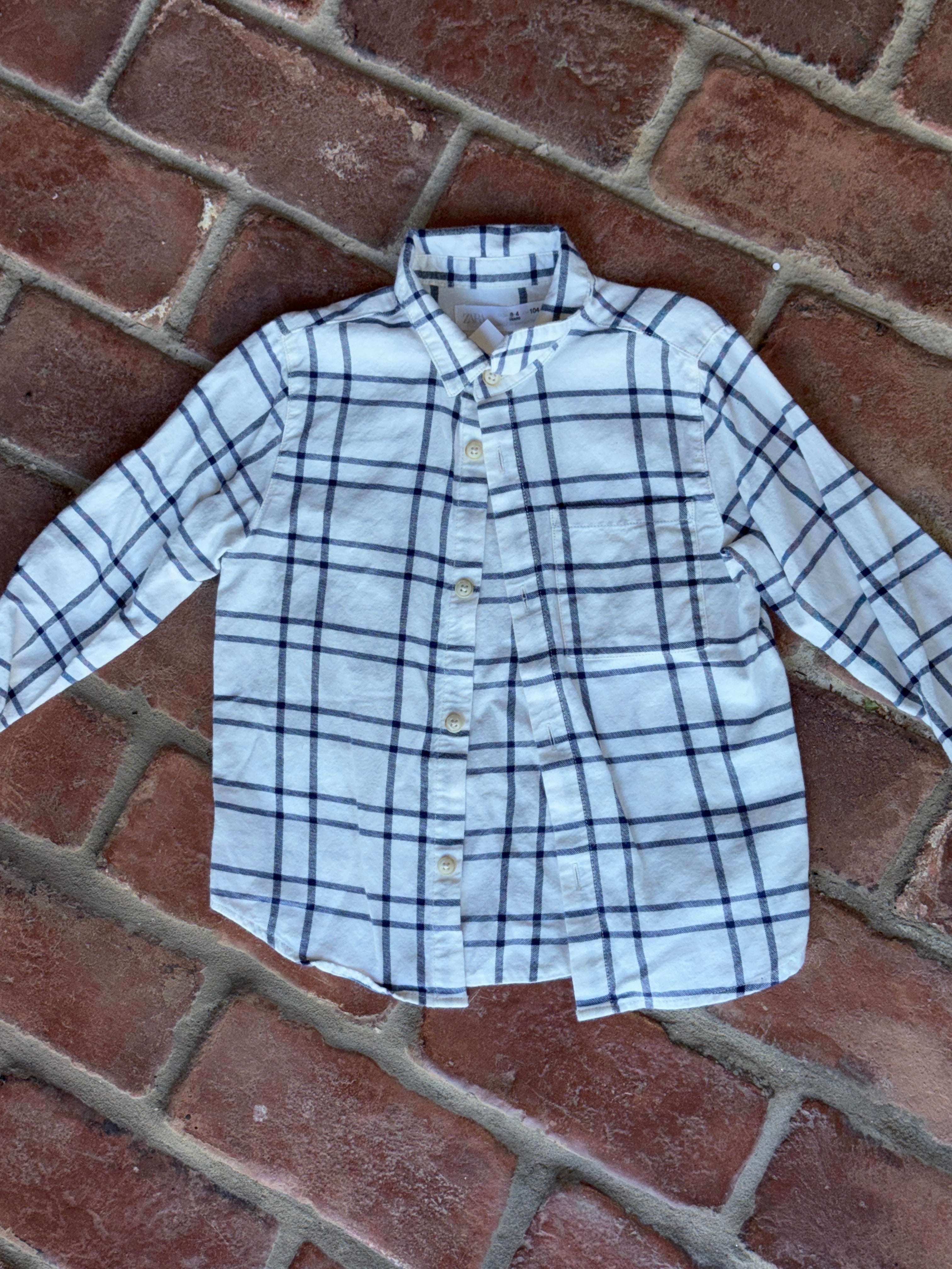 Janie & Jack Button Up Blue/Cream 3T