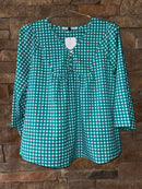 Michelle McDowell LS Green Gingham Top M