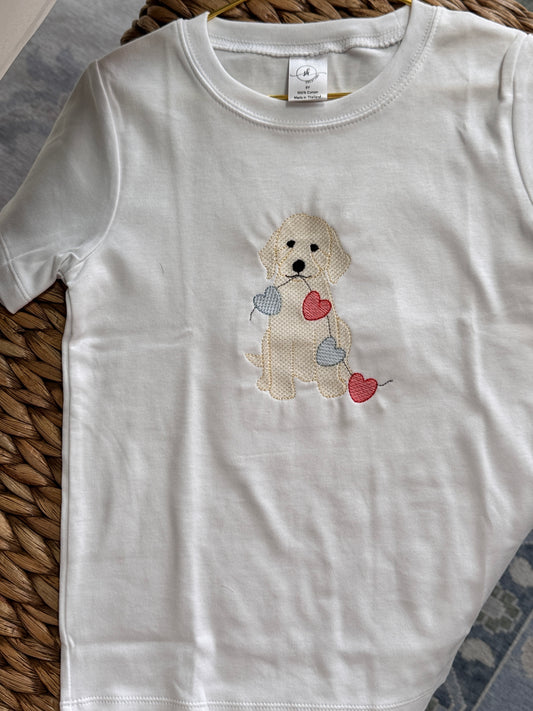 Boys White Valentines Dog Tee