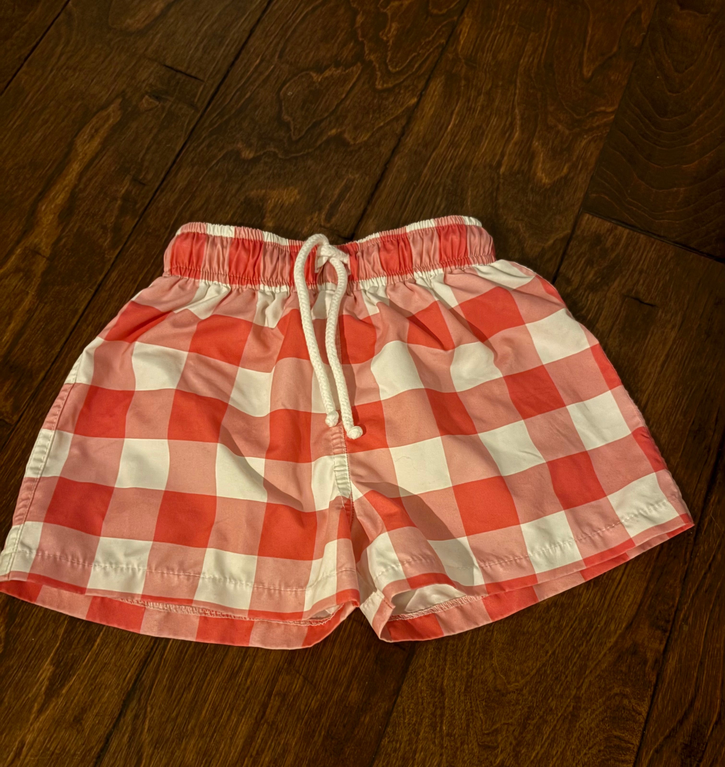 Sal & Pimenta Pink Gingham Trunks 5T