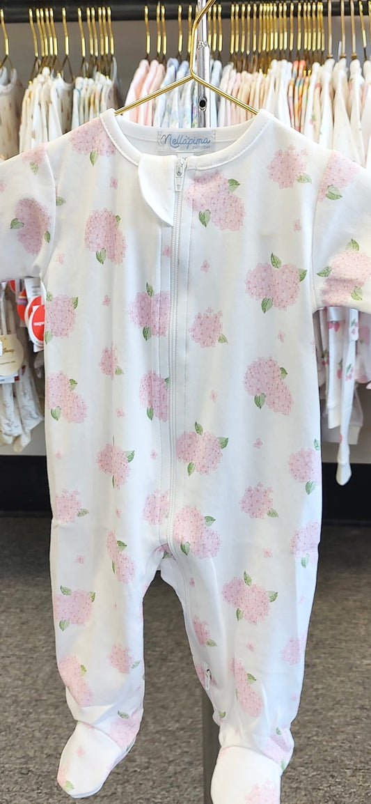 Hydrangea Zipper Footie