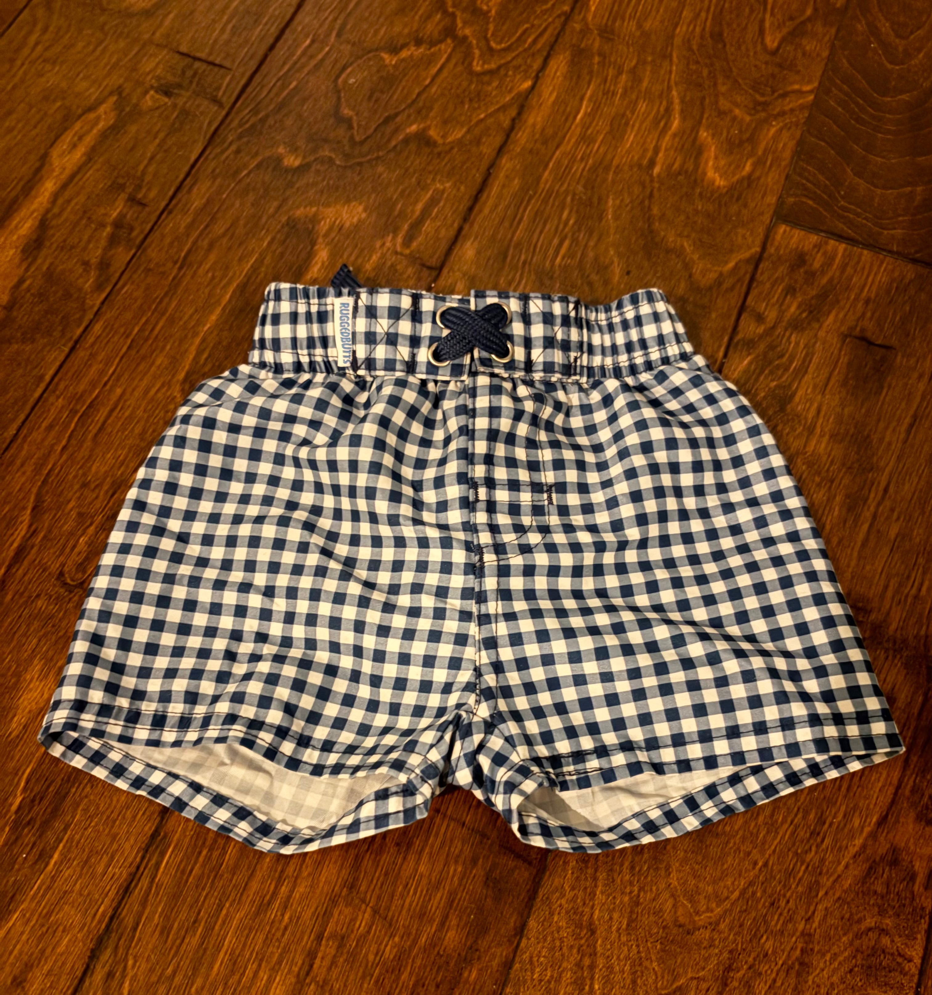 Rugged Butts Gingham Swim Trunks 3-6m