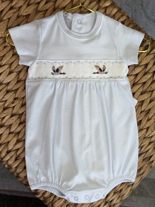 Blue Hand Smocked Mallard Bubble