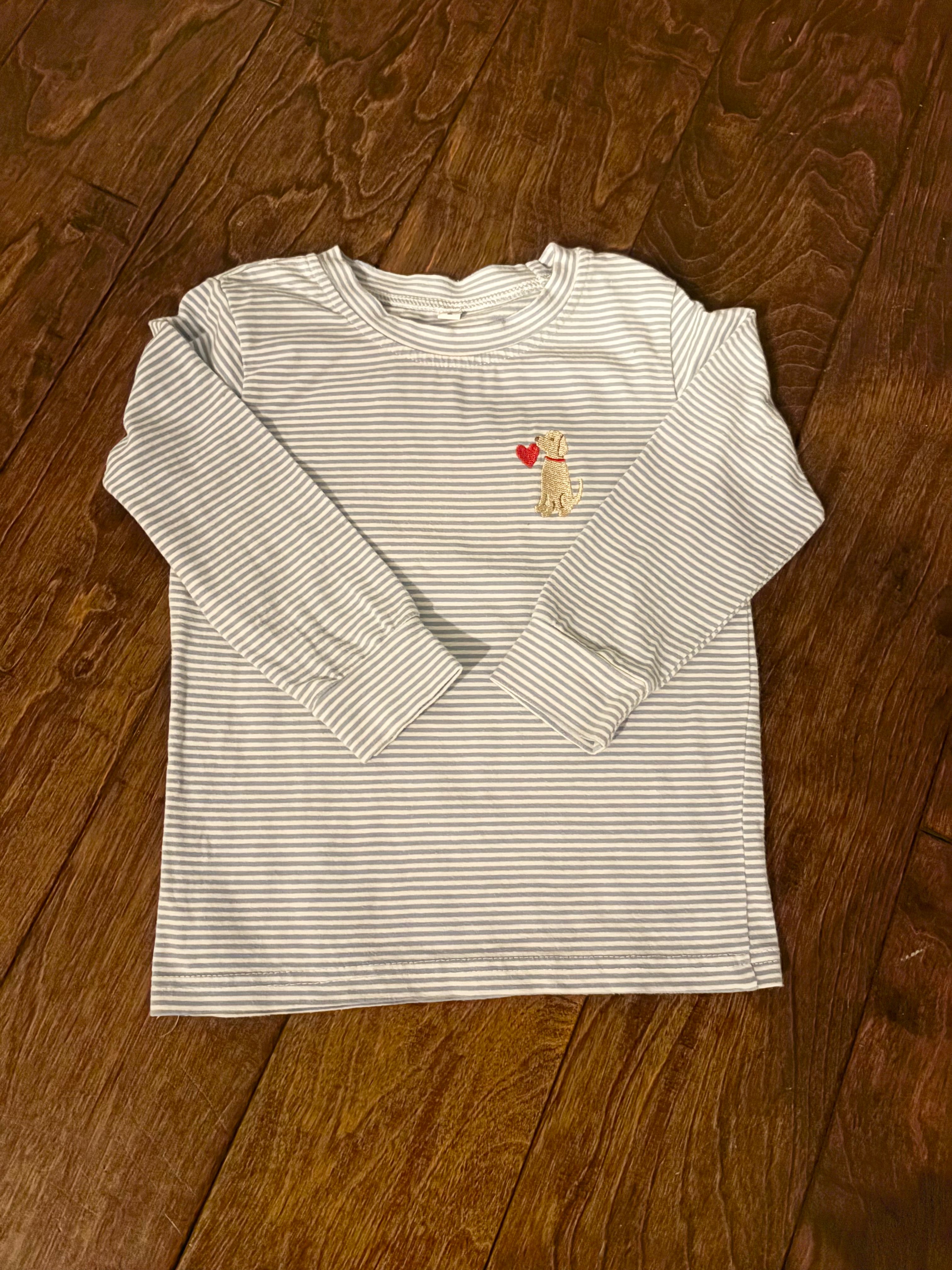 L/s Dog heart striped shirt 2T