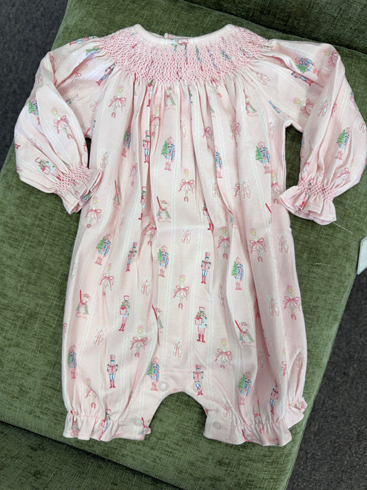 Pink Nutcracker Hand Smocked Bishop Bubble
