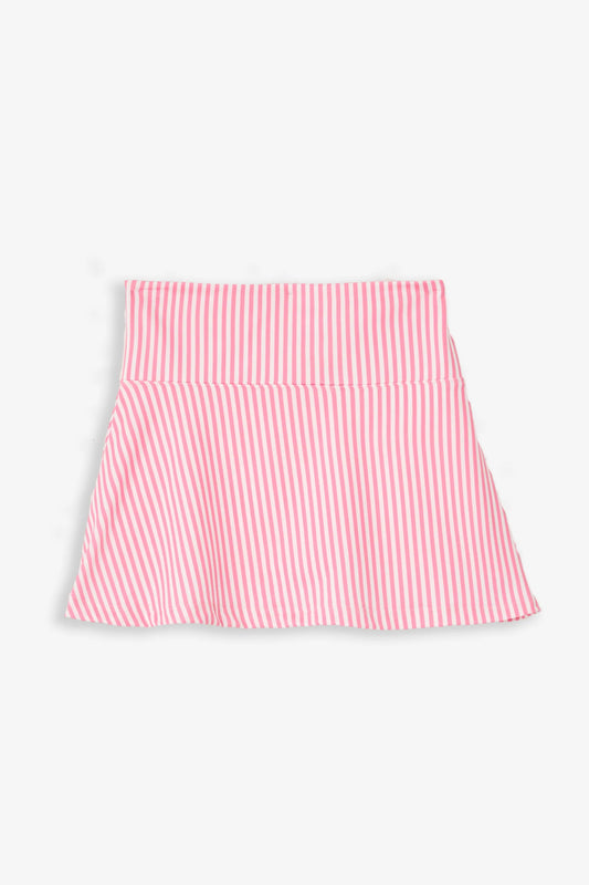 Saylor Skort: Light Pink Seersucker Stripe