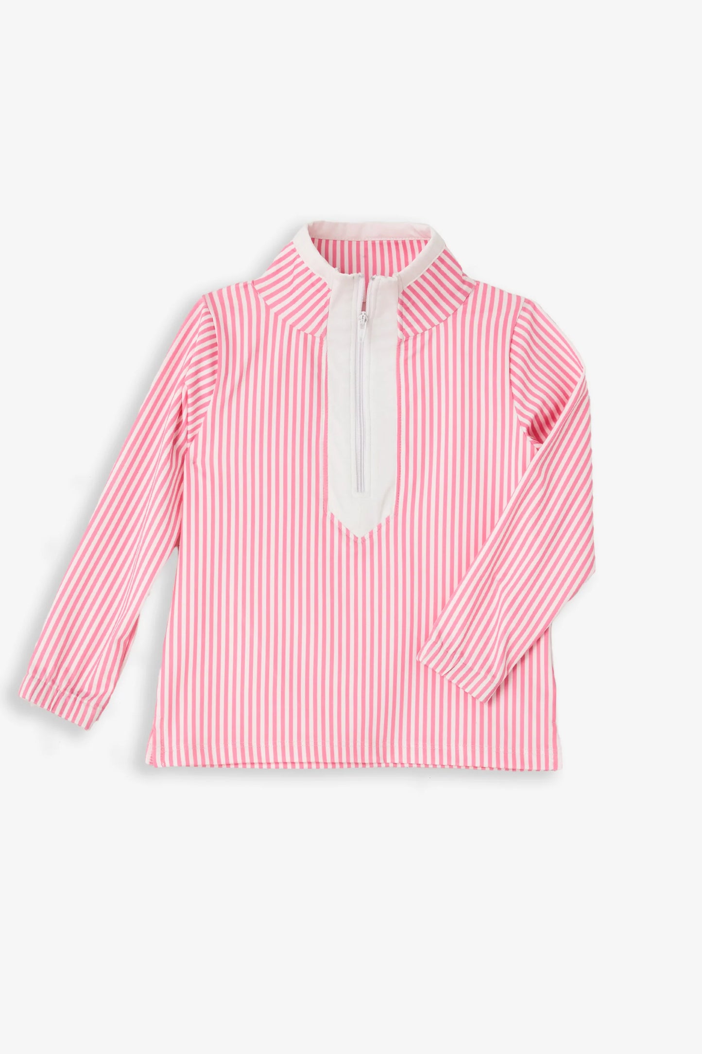Tory Quarter Zip: Light Pink Seersucker Stripe