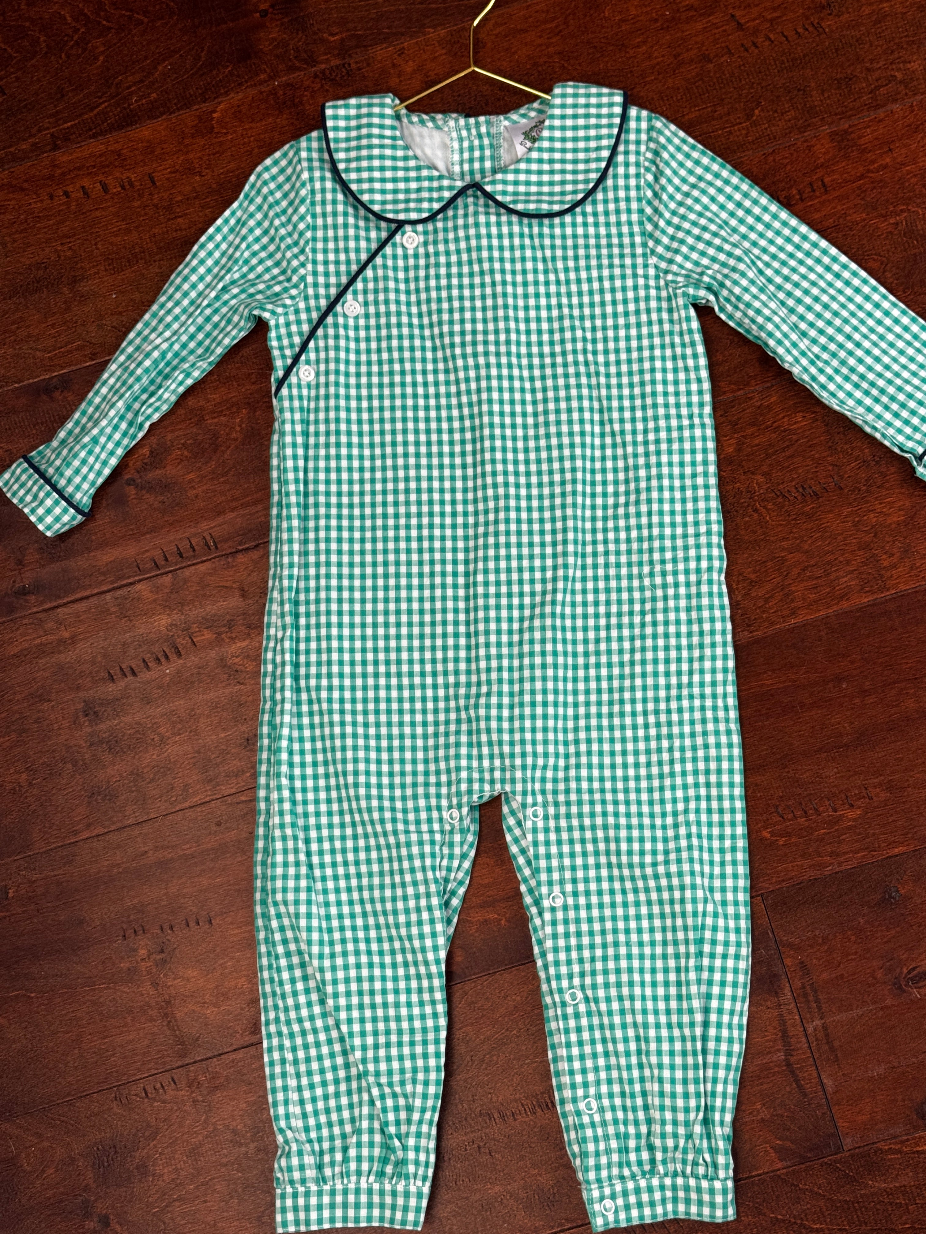 Cecil and Lou Green Gingham Longall 3T